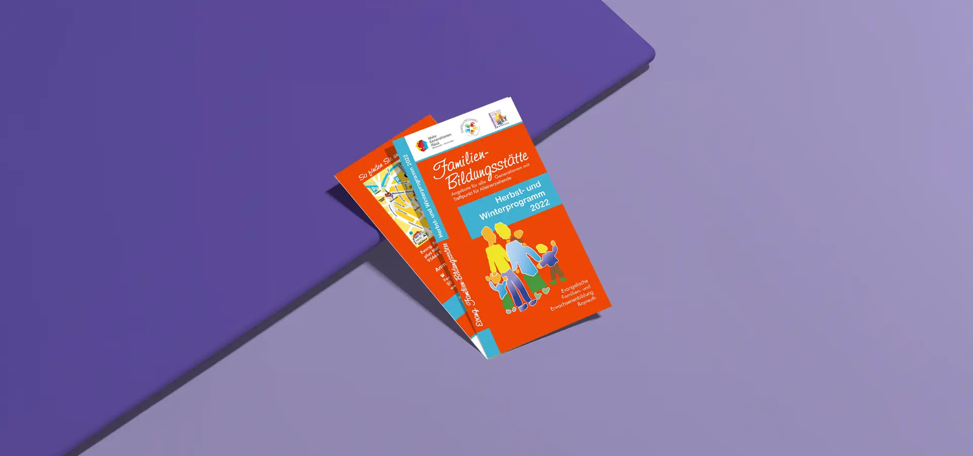 Flyer für Familienbildungsstätte, Herbst- und Winterprogramm 2022.